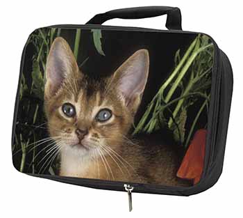 Face of an Abyssynian Cat Black Insulated School Lunch Box/Picnic Bag