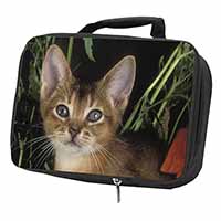 Face of an Abyssynian Cat Black Insulated School Lunch Box/Picnic Bag