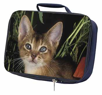 Face of an Abyssynian Cat Navy Insulated School Lunch Box/Picnic Bag