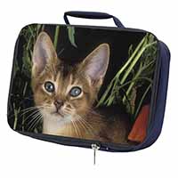 Face of an Abyssynian Cat Navy Insulated School Lunch Box/Picnic Bag