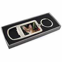 Face of an Abyssynian Cat Chrome Metal Bottle Opener Keyring in Box