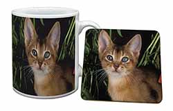 Face of an Abyssynian Cat Mug and Coaster Set