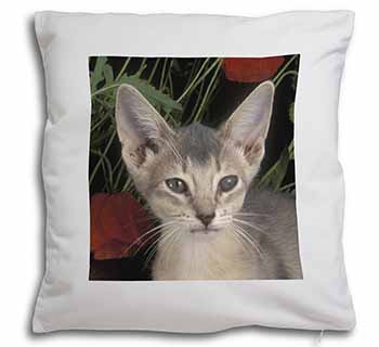 Face of a Blue Abyssynian Cat Soft White Velvet Feel Scatter Cushion
