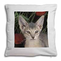 Face of a Blue Abyssynian Cat Soft White Velvet Feel Scatter Cushion