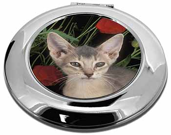 Face of a Blue Abyssynian Cat Make-Up Round Compact Mirror