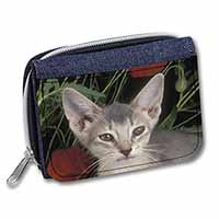 Face of a Blue Abyssynian Cat Unisex Denim Purse Wallet