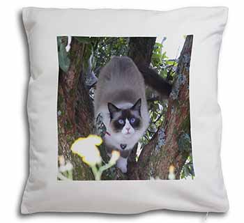 Ragdoll Cat in Tree Soft White Velvet Feel Scatter Cushion