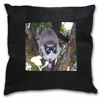 Ragdoll Cat in Tree Black Satin Feel Scatter Cushion