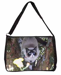 Ragdoll Cat in Tree Large Black Laptop Shoulder Bag School/College