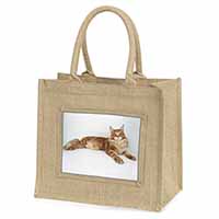 Red Maine Coon Cat Natural/Beige Jute Large Shopping Bag