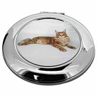 Red Maine Coon Cat Make-Up Round Compact Mirror