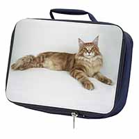 Red Maine Coon Cat Navy Insulated School Lunch Box/Picnic Bag