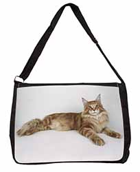 Red Maine Coon Cat Large Black Laptop Shoulder Bag School/College