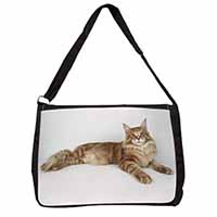 Red Maine Coon Cat Large Black Laptop Shoulder Bag School/College