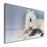 Samoyed and Cat Canvas X-Large 30"x20" Wall Art Print