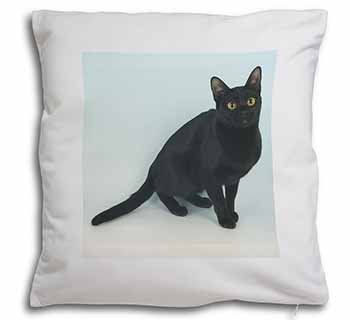 Pretty Black Bombay Cat Soft White Velvet Feel Scatter Cushion
