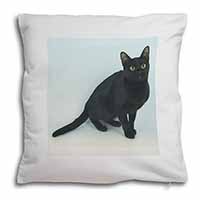 Pretty Black Bombay Cat Soft White Velvet Feel Scatter Cushion