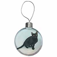 Pretty Black Bombay Cat Christmas Bauble