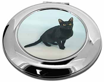 Pretty Black Bombay Cat Make-Up Round Compact Mirror