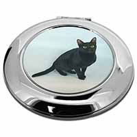 Pretty Black Bombay Cat Make-Up Round Compact Mirror