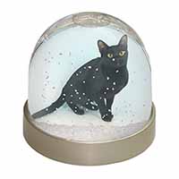Pretty Black Bombay Cat Snow Globe Photo Waterball
