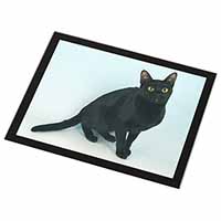 Pretty Black Bombay Cat Black Rim High Quality Glass Placemat