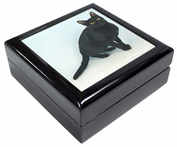 Pretty Black Bombay Cat Keepsake/Jewellery Box