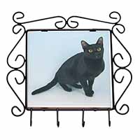 Pretty Black Bombay Cat Wrought Iron Key Holder Hooks