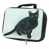 Pretty Black Bombay Cat Black Insulated School Lunch Box/Picnic Bag