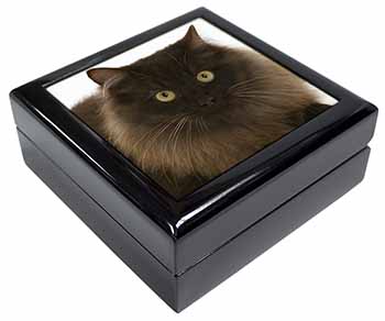 Chocolate Brown Cats Face Keepsake/Jewellery Box