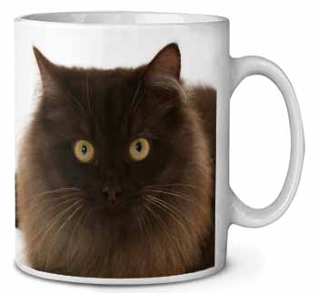 Chocolate Brown Cats Face Ceramic 10oz Coffee Mug/Tea Cup