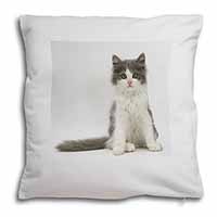 Cute Grey and White Kitten Soft White Velvet Feel Scatter Cushion