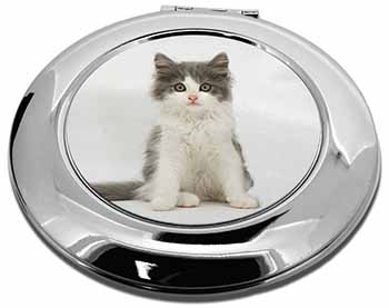 Cute Grey and White Kitten Make-Up Round Compact Mirror