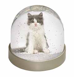 Cute Grey and White Kitten Snow Globe Photo Waterball