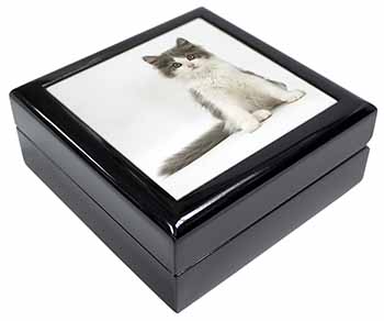 Cute Grey and White Kitten Keepsake/Jewellery Box