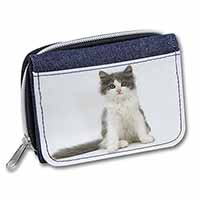 Cute Grey and White Kitten Unisex Denim Purse Wallet