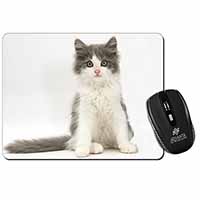 Cute Grey and White Kitten Computer Mouse Mat