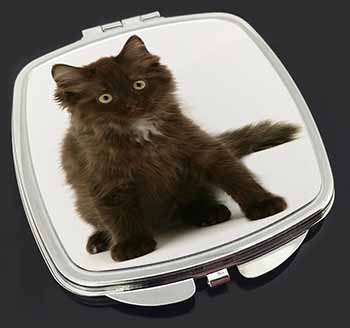 Cute Black Fluffy Kitten Make-Up Compact Mirror