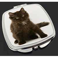 Cute Black Fluffy Kitten Make-Up Compact Mirror