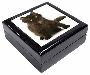 Cute Black Fluffy Kitten Keepsake/Jewellery Box