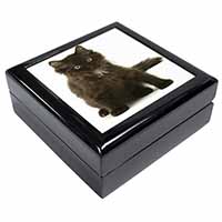 Cute Black Fluffy Kitten Keepsake/Jewellery Box