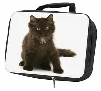 Cute Black Fluffy Kitten Black Insulated School Lunch Box/Picnic Bag