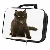 Cute Black Fluffy Kitten Black Insulated School Lunch Box/Picnic Bag