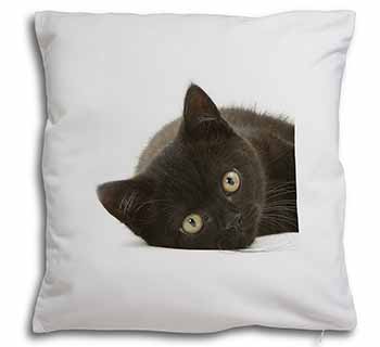 Stunning Black Cat Soft White Velvet Feel Scatter Cushion