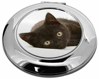 Stunning Black Cat Make-Up Round Compact Mirror
