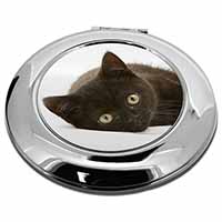 Stunning Black Cat Make-Up Round Compact Mirror