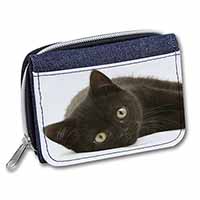 Stunning Black Cat Unisex Denim Purse Wallet