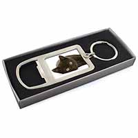 Stunning Black Cat Chrome Metal Bottle Opener Keyring in Box