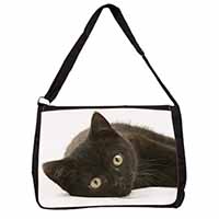 Stunning Black Cat Large Black Laptop Shoulder Bag School/College