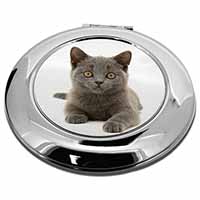 British Blue Kitten Cat Make-Up Round Compact Mirror